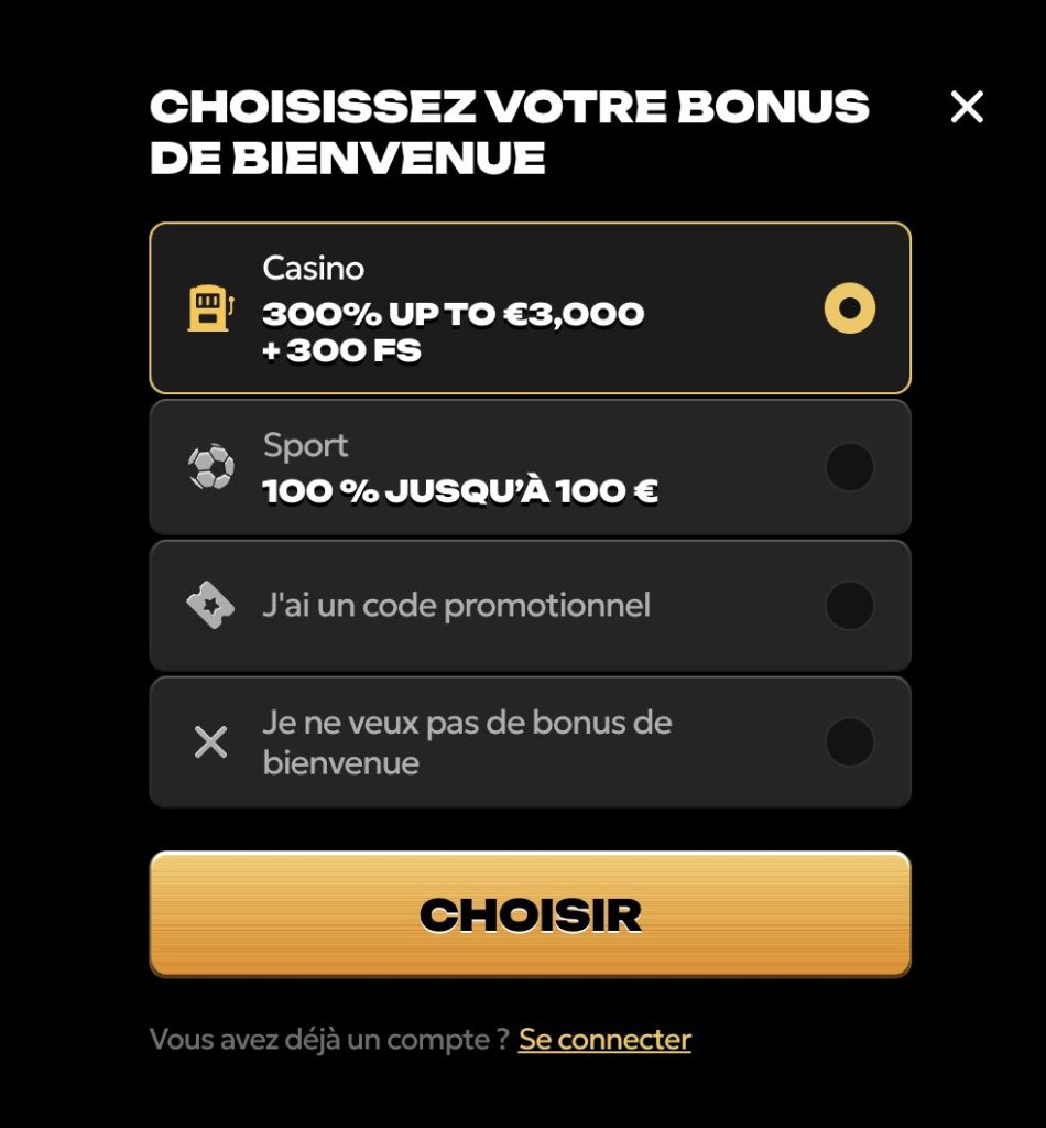 spinsy bonus bienvenue